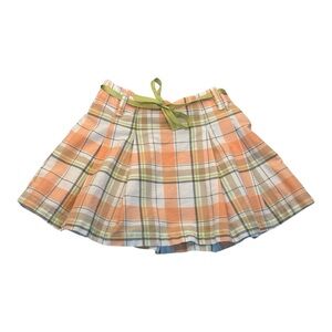 Vintage Y2K Girls‎ Plaid Orange Green Skirt With Tie Size 4